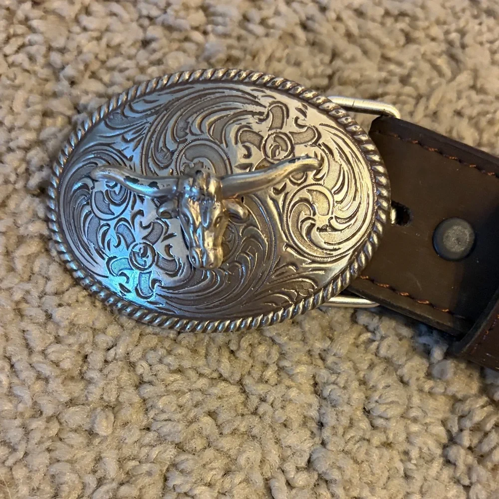 Brown Kids Belt with Silver Accents